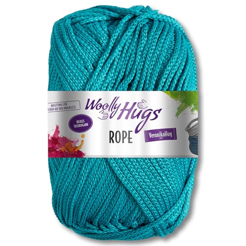 Frida's Wollhaus Woolly Hugs 200 g Rope Polyester Textilgarn Wolle Tasche mit Anleitung 19 Farben (66 | Petrol) von Frida's Wollhaus