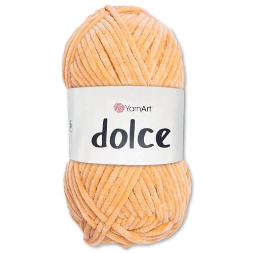 Frida's Wollhaus YarnArt 100 g Dolce Chenille Wolle Garn Stricken Häkeln Amigurumi 64 Farben (855 | Braunorange) von Frida's Wollhaus