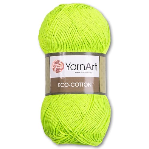 Frida's Wollhaus YarnArt 100 g Eco-Cotton Stricken Häkeln Baumwolle Garn Amigurumi 20 Farben (801 | Neongrün | 8681338529825) von Frida's Wollhaus