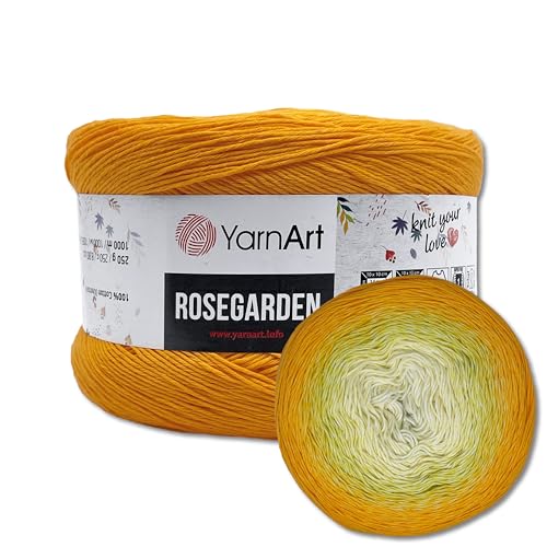 Frida's Wollhaus YarnArt 250 g = 1000 m Rosegarden Bobbel Farbverlaufsgarn Wolle 26 Farben (309 | Dunkelgelb-Gelb-Hellgelb) von Frida's Wollhaus