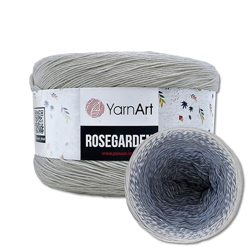 Frida's Wollhaus YarnArt 250 g = 1000 m Rosegarden Bobbel Farbverlaufsgarn Wolle 26 Farben (315 | Hellgrau-Grau-Blau-Dunkelgrau) von Frida's Wollhaus