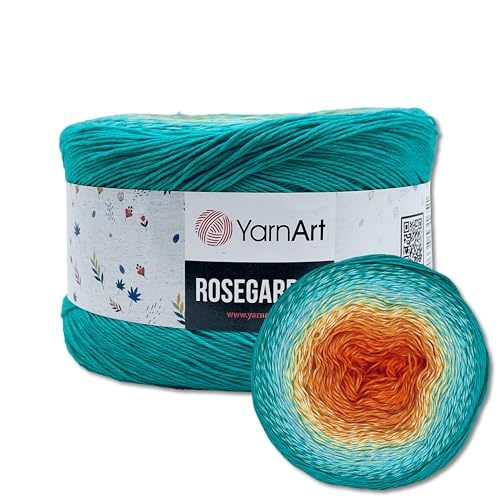 Frida's Wollhaus YarnArt 250 g = 1000 m Rosegarden Bobbel Farbverlaufsgarn Wolle 26 Farben (317 | Blau-Vanille-Orange) von Frida's Wollhaus