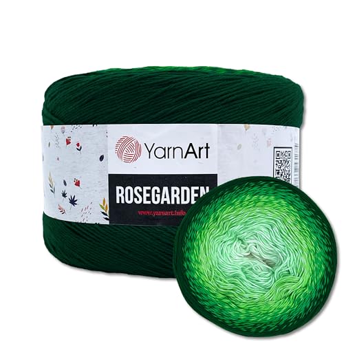 Frida's Wollhaus YarnArt 250 g = 1000 m Rosegarden Bobbel Farbverlaufsgarn Wolle 26 Farben (319 | Dunkelgrün-Grün-Hellgrün-Mint-Weiß) von Frida's Wollhaus