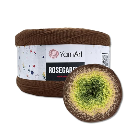 Frida's Wollhaus YarnArt 250 g = 1000 m Rosegarden Bobbel Farbverlaufsgarn Wolle 26 Farben (322 | Braun-Hellbraun-Gelb-Grün-Khaki) von Frida's Wollhaus