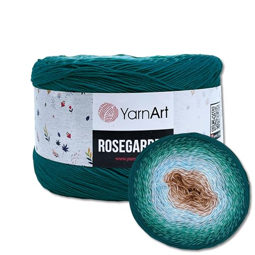 Frida's Wollhaus YarnArt 250 g = 1000 m Rosegarden Bobbel Farbverlaufsgarn Wolle 26 Farben (324 | Blau-Aqua-Hellblau-Beige) von Frida's Wollhaus