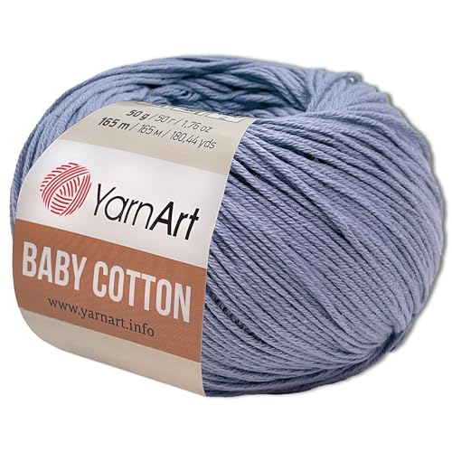 Frida's Wollhaus YarnArt 50 g Baby Cotton Wolle Baumwolle Acryl Häkelgarn Strickgarn 55 Farben (418 | Lila) von Frida's Wollhaus