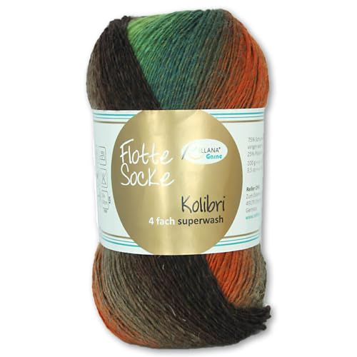 Frida's Wollhaus Zum Rellana 100 g Flotte Socke Kolibri 4-fädig Sockenwolle 14 Farben (6206 | braun | kürbis) von Frida's Wollhaus