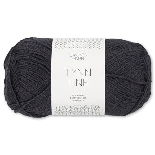 Frida's WollhausSandnes 50 g Tynn Line Sommergarn Stricken Häkeln Garn Wolle weich 30 Farben (6080 | Slate) von Frida's Wollhaus