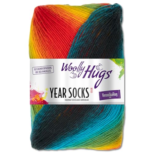 Frida's Wollhaus Woolly Hugs 100 g Year Socks Sockenwolle Sockengarn Farbverlauf 17 Farben (17 | Regenbogen) von Frida's Wollhaus