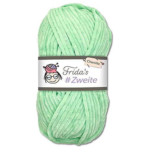 Frida's #Zweite Wolle 100g Chenille Wolle Amigurumi Stricken & Häkeln weich (07 - Mint) von Frida's Wollhaus
