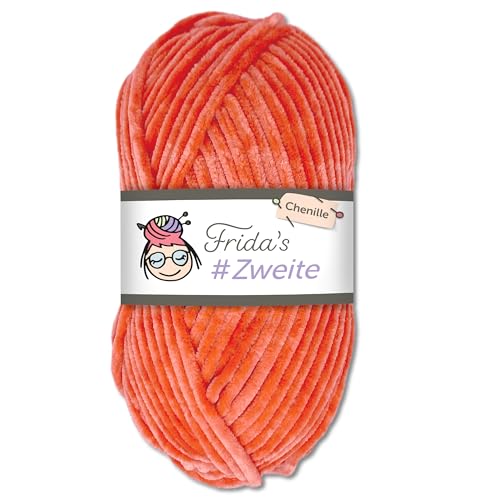 Frida`s #Zweite Wolle 100g Chenille Wolle Amigurumi Stricken & Häkeln weich (12 - Lachs) von Frida's Wollhaus