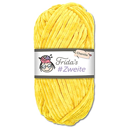 Frida's #Zweite Wolle 100g Chenille Wolle Amigurumi Stricken & Häkeln weich (13 - Gelb) von Frida's Wollhaus