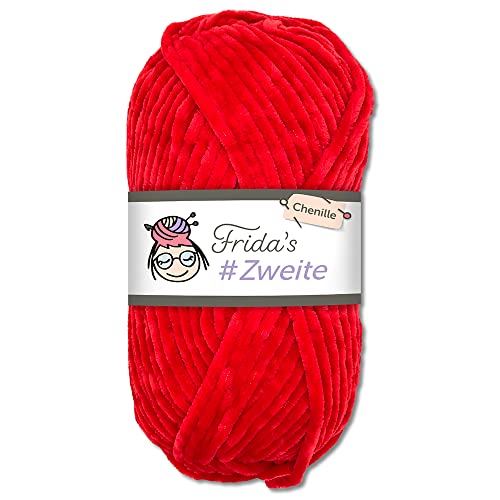 Frida's #Zweite Wolle 100g Chenille Wolle Amigurumi Stricken & Häkeln weich (18 - Rot) von Frida's Wollhaus