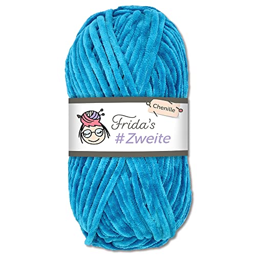 Frida's #Zweite Wolle 100g Chenille Wolle Amigurumi Stricken & Häkeln weich (27 - Hellblau) von Frida's Wollhaus