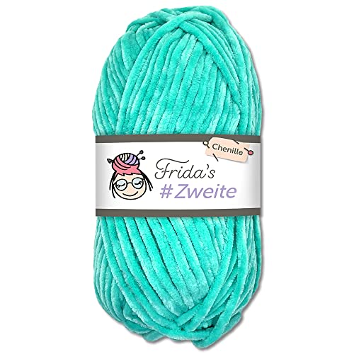 Frida's #Zweite Wolle 100g Chenille Wolle Amigurumi Stricken & Häkeln weich (35 - Türkis) von Frida's Wollhaus