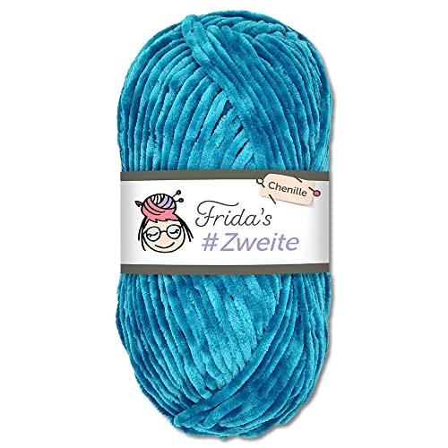 Frida's #Zweite Wolle 100g Chenille Wolle Amigurumi Stricken & Häkeln weich (41 - Pazifikblau) von Frida's Wollhaus
