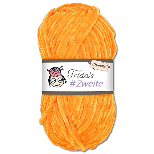 Frida's #Zweite Wolle 100g Chenille Wolle Amigurumi Stricken & Häkeln weich (68 - Orange) von Frida's Wollhaus
