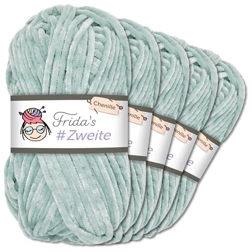 Frida`s #Zweite Wolle 5 x 100g Chenille Wolle Garn Amigurumi Stricken & Häkeln weich (51 - Taubengrau) von Frida's Wollhaus