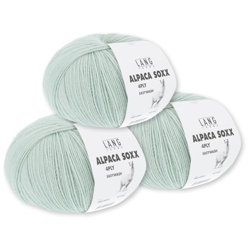 Lang Yarns 3 x 100 g Alpaca Soxx 4-fach Wolle Stricken Alpaka Easywash 64 Farben (092 | Salbei) von Frida's Wollhaus