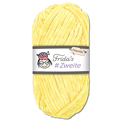 Frida's #Zweite Wolle 100g Chenille Wolle Amigurumi Stricken & Häkeln weich (02 - Sonnengelb) von Fridas's Wollhaus