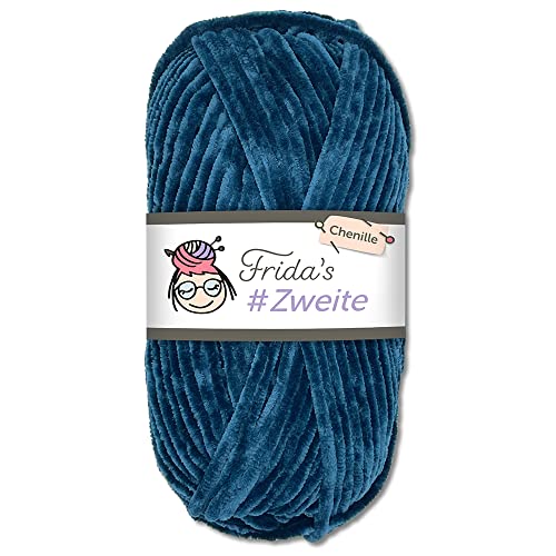 Frida's #Zweite Wolle 100g Chenille Wolle Amigurumi Stricken & Häkeln weich (21 - Dunkelblau) von Fridas's Wollhaus