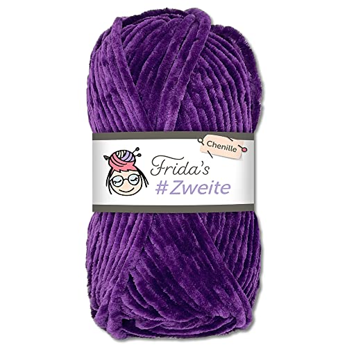 Frida's #Zweite Wolle 100g Chenille Wolle Amigurumi Stricken & Häkeln weich (28 - Lila) von Frida's Wollhaus