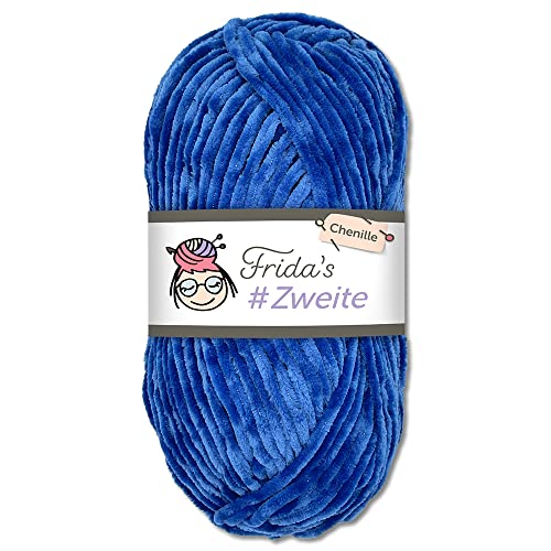 Frida's #Zweite Wolle 100g Chenille Wolle Amigurumi Stricken & Häkeln weich (29 - Blau) von Frida's Wollhaus