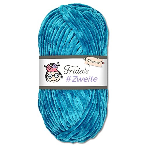 Frida's #Zweite Wolle 100g Chenille Wolle Amigurumi Stricken & Häkeln weich (41 - Pazifikblau) von Fridas's Wollhaus