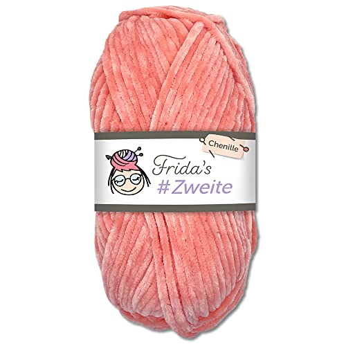 Frida's #Zweite Wolle 100g Chenille Wolle Amigurumi Stricken & Häkeln weich (46 - Lachsrosa) von Fridas's Wollhaus