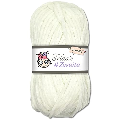 Frida's #Zweite Wolle 100g Chenille Wolle Amigurumi Stricken & Häkeln weich (63 - Weiß) von Fridas's Wollhaus