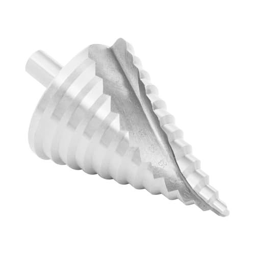 Fridgestea HSS Stufenbohrer Ø6-60mm 12 Stufen 11.5mm Schaft Titanbeschichtet Kegelbohrer mit tiefe Doppelspirale, Lochbohrer für PVC,Holzplatten, Plastikplatten - Silber von Fridgestea