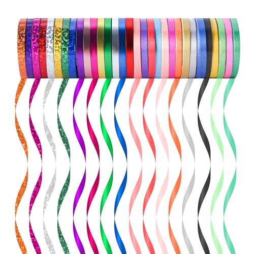 31 Rollen Ringelband Geschenkband Set, 5MM Geschenkbänder für Geburtstag Luftballons Hochzeit Geschenkverpackung Florist Luftballon Schleifen und Saisonale Deko, 10 m/Rolle (gemischte Farben) von Friedwohl
