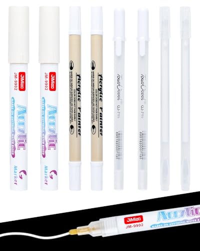 8 Acrylstifte weiß, Wasserfest und Schnell Trocknender Permanent Marker, Zeichenset, Marker Stifte Set, 5 Fadenbreite 0,6-3 mm, für Steine, Felsmalerei, Keramik, Glas, Holz, Reifen, Stoff, Metall, DYI von Friedwohl