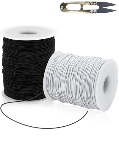 Gummiband für Armbänder, 2 Rollen 1mm x 100 m Gummizugkordel, Gummischnur, Perlenschnur mit Schere, Elastische Faden für Perlen, Armbänder, Halskette und DIY Schmuckherstellung Handwerk von Friedwohl