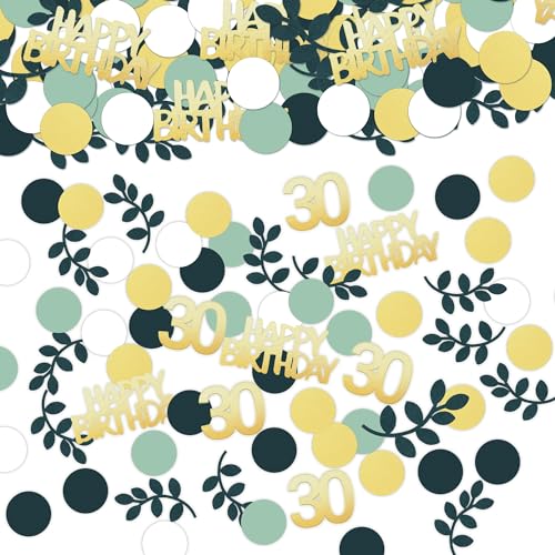 Konfetti 30 Geburtstag Deko, 30. Geburtstag Deko Konfetti (Gold,Grün), Partydekoration Geburtstag 30 Konfetti-Dekoration für Jubiläen, Geburtstage, Partys, Tischdeko von Friedwohl