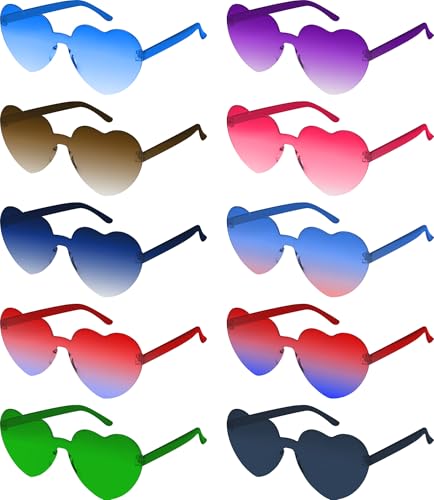 Party Brille, Randlose Herz Brille, Herz Sonnenbrille 10 Stück, Hippie Brille, Party Sonnenbrille, Retro Partybrille für Halloween, Fasching, Geburtstagsfeier Party, Hippie Kostüm Zubehör (mehrfarbig) Party Brille, Randlose Herz Brille, Herz Sonnenbrille 10 Stück, Hippie Brille, Party Sonnenbrille, Retro Partybrille für Halloween, Fasching, Geburtstagsfeier Party, Hippie Kostüm Zubehör (mehrfarbig) von Friedwohl