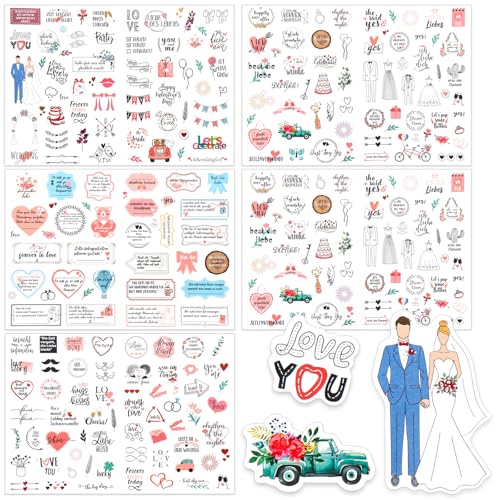 Sticker Hochzeit Gästebuch,Aufkleber Hochzeit für Gästebuch und Fotoalbum, Hochzeit Sticker Liebe für Gästebuch Deko, Perfektes Sticker Set für Fotoalbum Hochzeit (Deutsch&Englisch, 266 Aufkleber) von Friedwohl