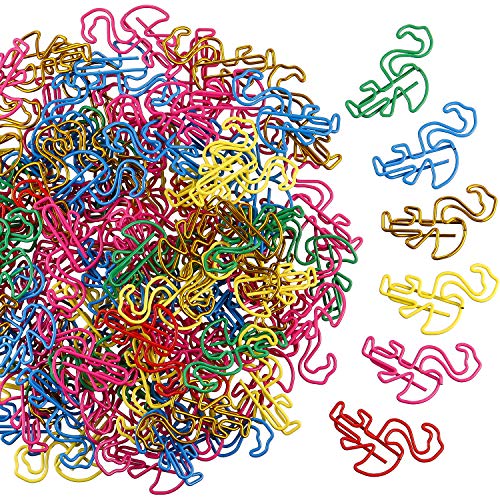 Frienda 105 Stück mehrfarbige Büroklammern in Flamingo-Form, Metall-Büroklammern für Schule, Bürobedarf (Größe C) von Frienda