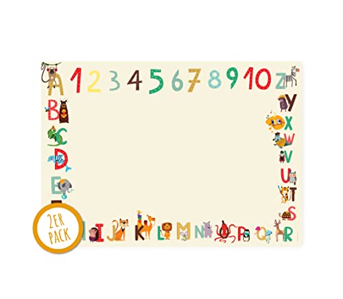 Friendly Fox ABC Schreibtischunterlage Papier, 2x DIN A3 Kinder Schreibtischunterlage, 25 Blatt Block zum Malen und Schreiben, Notizblock Doppelpack von Friendly Fox