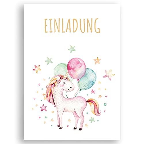 Friendly Fox Aquarell Einhorn Einladung, 12 Einladungskarten Einhorn zum Kindergeburtstag Mädchen, Einladungskarten Mädchen Geburtstag Taufe, Einhorn Party von Friendly Fox