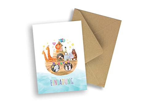 Friendly Fox Einladung Arche Noah, 12 Einladungskarten Taufe Arche Noah oder Kindergeburtstag Mädchen Junge, DIN A6 Einladungen mit Umschlag Friendly Fox Einladung Arche Noah, 12 Einladungskarten Taufe Arche Noah oder Kindergeburtstag Mädchen Junge, DIN A6 Einladungen mit Umschlag von Friendly Fox