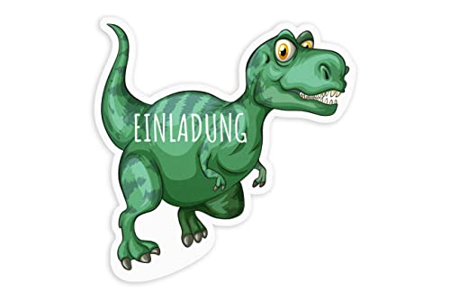 Friendly Fox Einladung Dino T-Rex, 12 Einladungskarten Dinosaurier Trex zum Kindergeburtstag Junge Mädchen, Dinoparty, Tyrannosaurus Rexrex von Friendly Fox