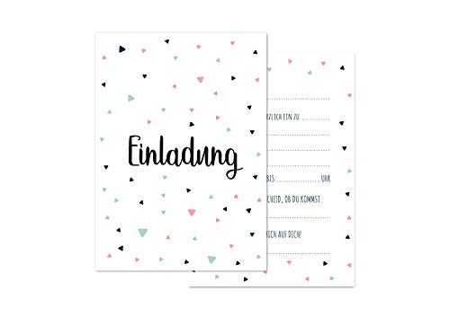 Friendly Fox Einladung Dreiecke, 12 Einladungskarten zum Geburtstag Kinder Teenager, DIN A6 Einladung mit Umschlag von Friendly Fox