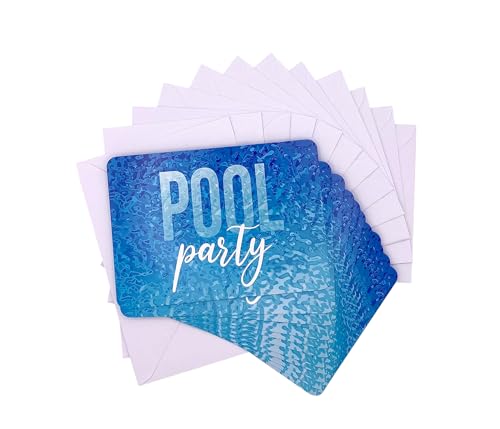 Friendly Fox Einladung Poolparty, 12x Einladungskarten zum Poolparty Kinder Geburtstag Jungen Mädchen Teenager, Einladung Party im Schwimmbad, Aqua Park oder Beach Club von Friendly Fox