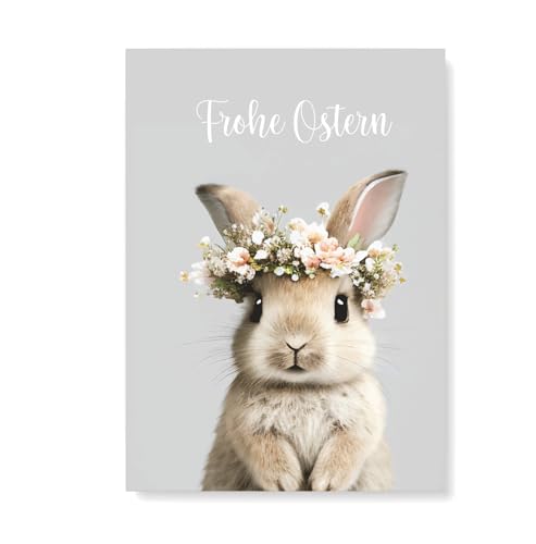 Friendly Fox Frohe Ostern Karte, 12x Osterkarten mit Umschlag, A6 Klappkarte Osterhase, Kartenset Ostern, Ostergrüße senden von Friendly Fox