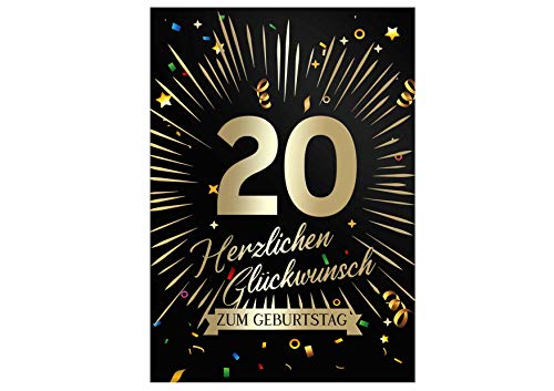 Friendly Fox Geburtstagskarte 20. Geburtstag, 1x Glückwunschkarte zum Geburtstag, DIN A5 Klappkarte Happy Birthday Friendly Fox Geburtstagskarte 20. Geburtstag, 1x Glückwunschkarte zum Geburtstag, DIN A5 Klappkarte Happy Birthday von Friendly Fox