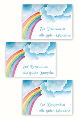 Friendly Fox Kommunionskarten Set mit Umschlag, 3x Kommunionskarte Regenbogen mit Umschlag, Klappkarte Kommunion Junge Mädchen Friendly Fox Kommunionskarten Set mit Umschlag, 3x Kommunionskarte Regenbogen mit Umschlag, Klappkarte Kommunion Junge Mädchen von Friendly Fox