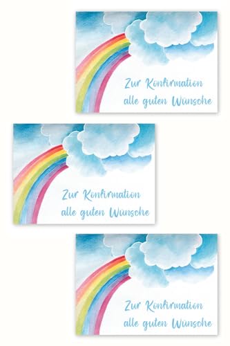 Friendly Fox Konfirmationskarten Set mit Umschlag, 3x Konfirmationskarte Regenbogen mit Umschlag, Klappkarte Konfirmation Junge Mädchen Friendly Fox Konfirmationskarten Set mit Umschlag, 3x Konfirmationskarte Regenbogen mit Umschlag, Klappkarte Konfirmation Junge Mädchen von Friendly Fox