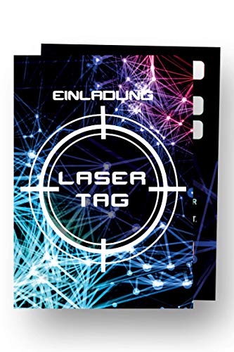 Friendly Fox Einladung Lasertag, 12 Lasertag Einladungskarten zum Kinder-Geburtstag Jungen Mädchen, Partyeinladung Lasertag Spiel von Friendly Fox