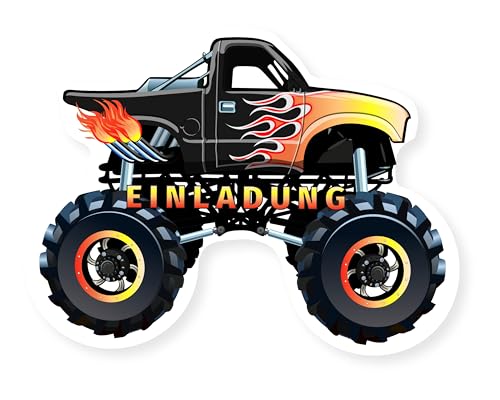 Friendly Fox Monster Truck Einladung, 12 Einladungskarten Kindergeburtstag Monster Truck, Geburtstagseinladungen Monster Auto Truck Geburtstag, Einladungen von Friendly Fox